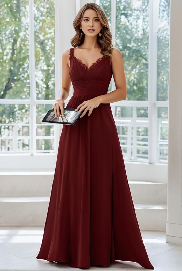 convertible chiffon lace open back spaghetti straps bridesmaid dress 135513