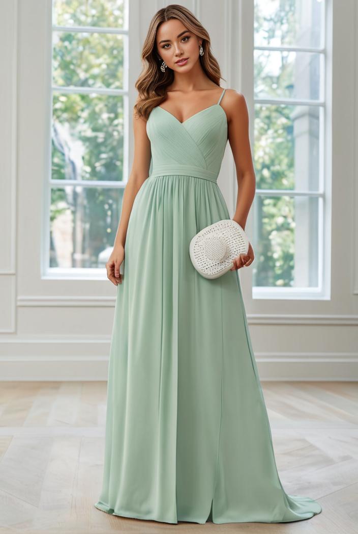 convertible chiffon lace open back spaghetti straps bridesmaid dress 135607