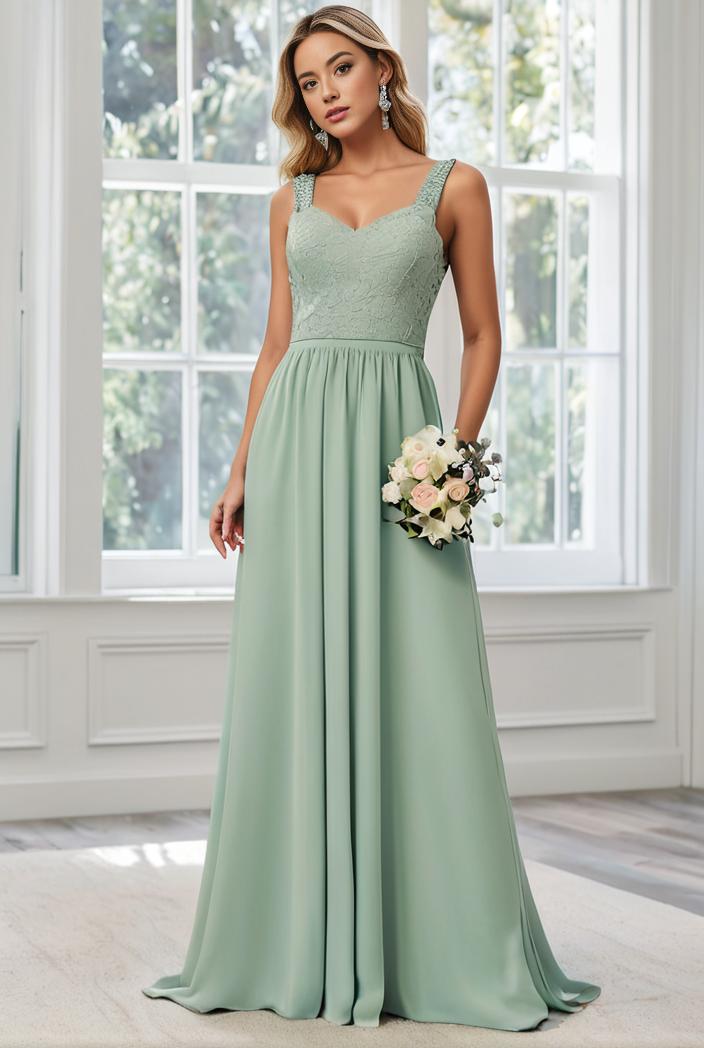 convertible chiffon lace open back spaghetti straps bridesmaid dress 135610