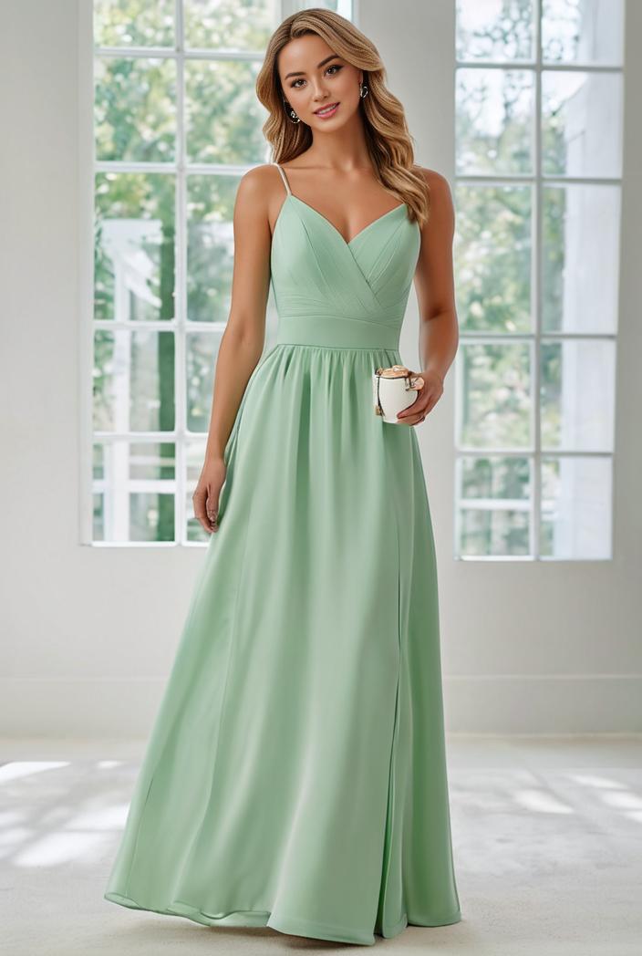 convertible chiffon lace open back spaghetti straps bridesmaid dress 135615