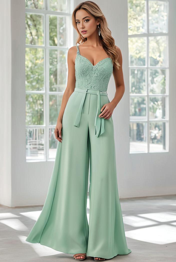 convertible chiffon lace open back spaghetti straps bridesmaid dress 135616