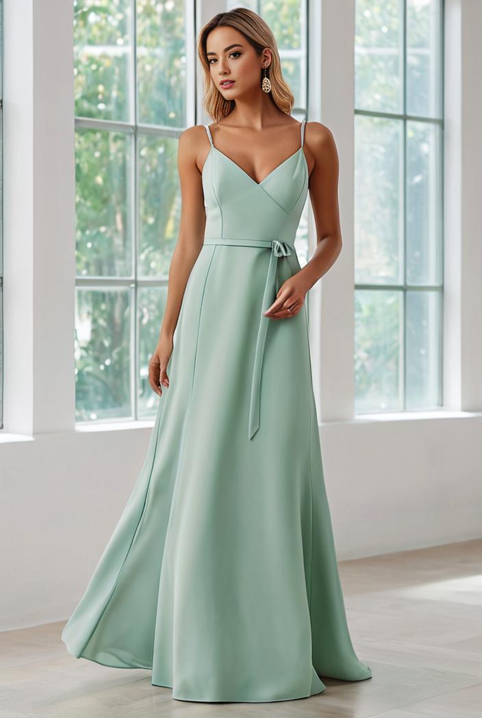 convertible chiffon lace open back spaghetti straps bridesmaid dress 135619