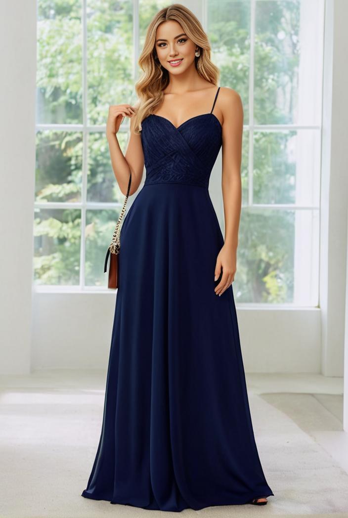 convertible chiffon lace open back spaghetti straps bridesmaid dress 135622