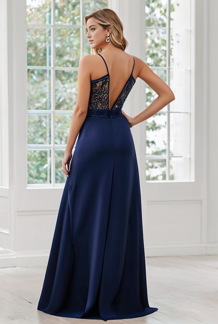 convertible chiffon lace open back spaghetti straps bridesmaid dress 135628