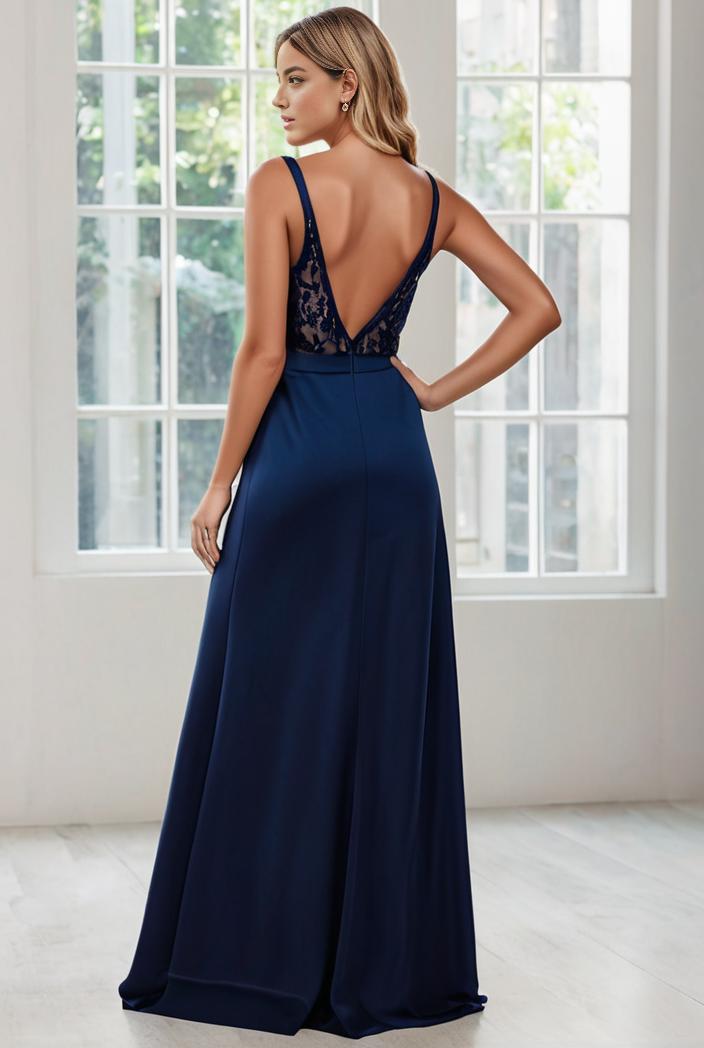 convertible chiffon lace open back spaghetti straps bridesmaid dress 135634