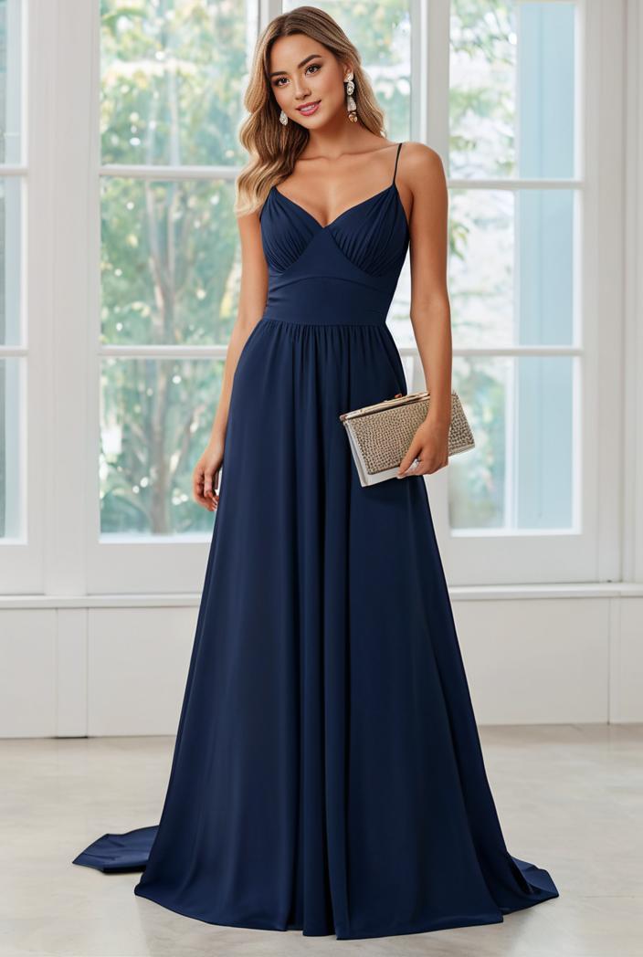 convertible chiffon lace open back spaghetti straps bridesmaid dress 135645