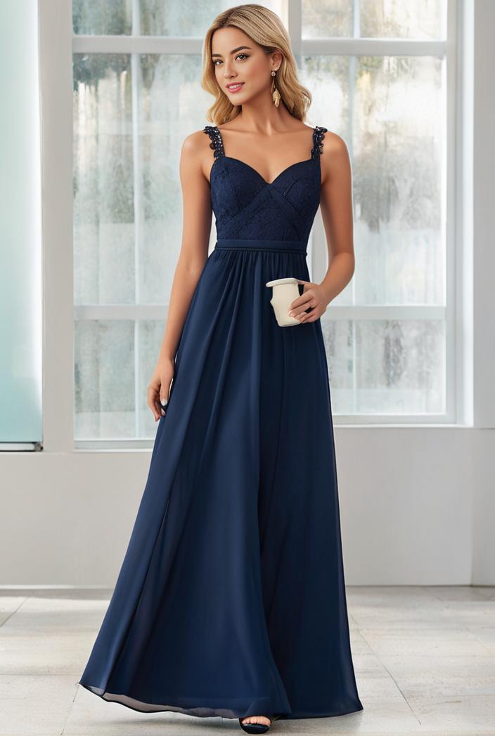 convertible chiffon lace open back spaghetti straps bridesmaid dress 135647