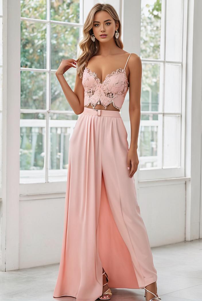 convertible chiffon lace open back spaghetti straps bridesmaid dress 135652