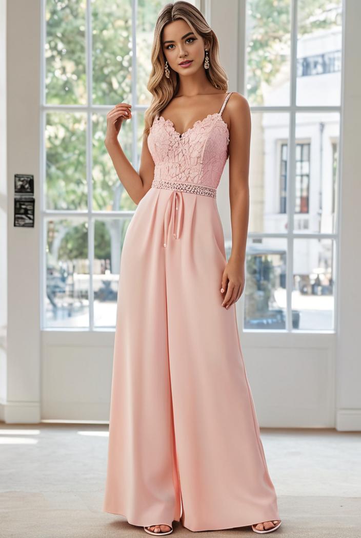 convertible chiffon lace open back spaghetti straps bridesmaid dress 135658
