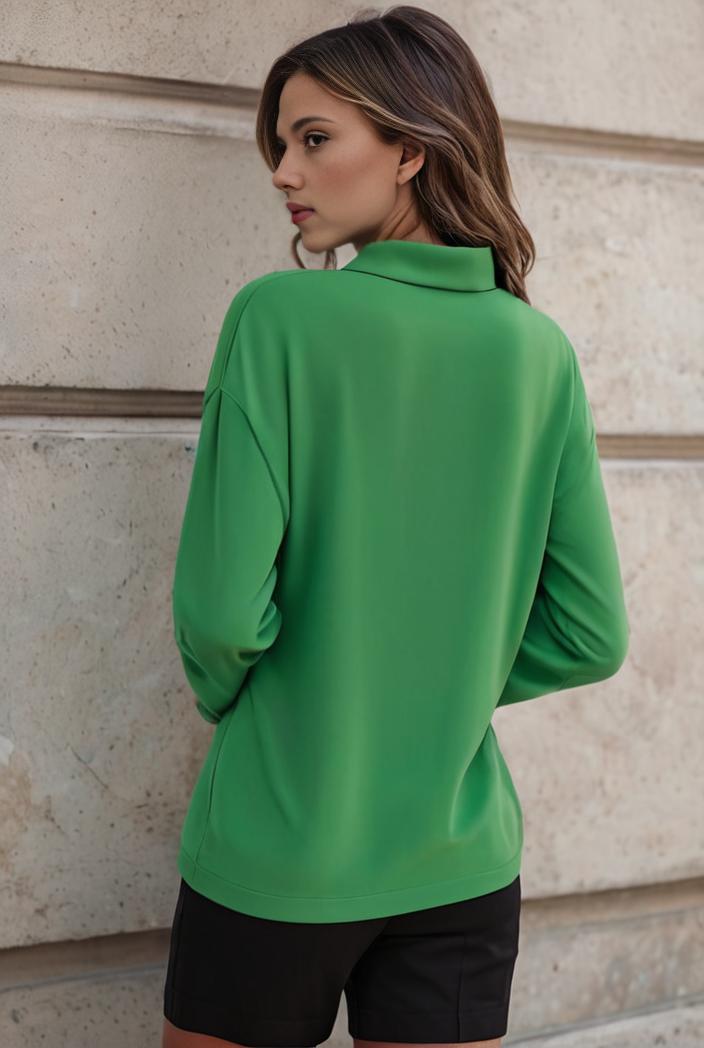 elegant stylish slim lapel long sleeve blouse 129473