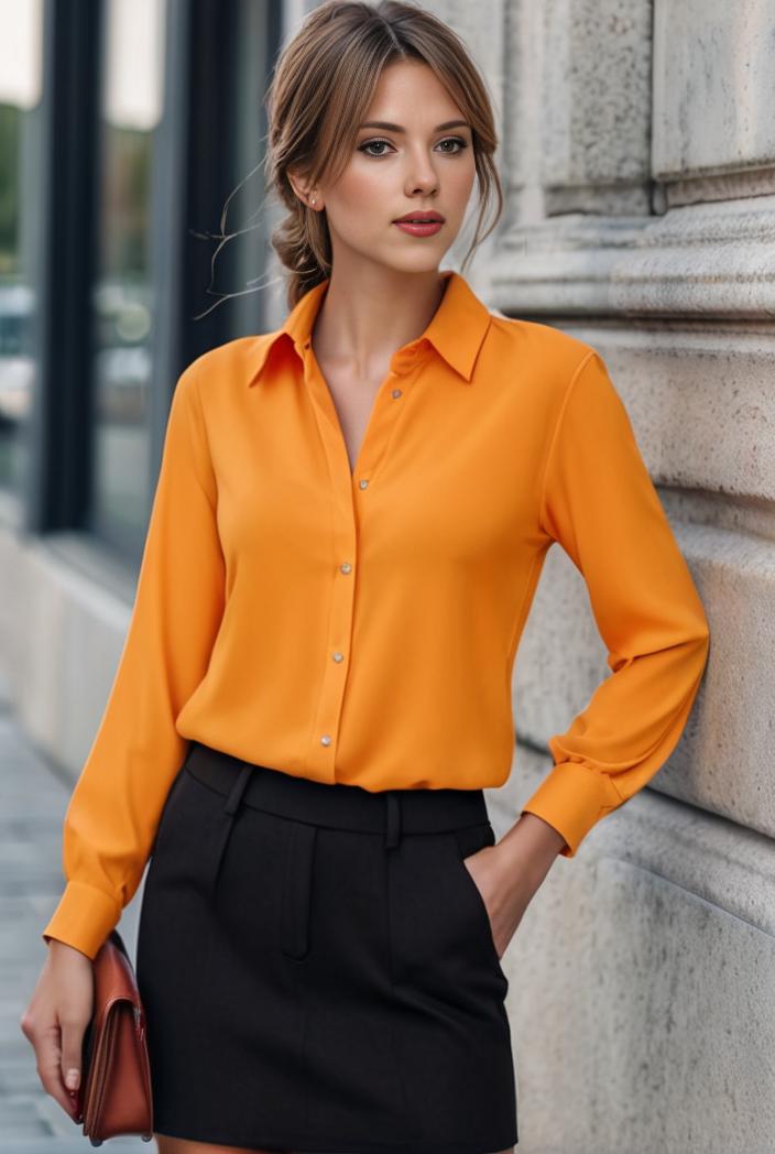 elegant stylish slim lapel long sleeve blouse 129474