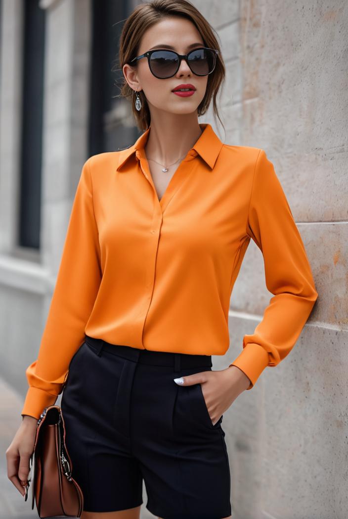 elegant stylish slim lapel long sleeve blouse 129477