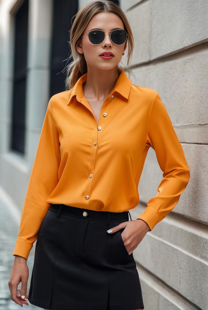 elegant stylish slim lapel long sleeve blouse 129479