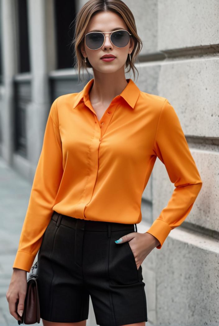 elegant stylish slim lapel long sleeve blouse 129481
