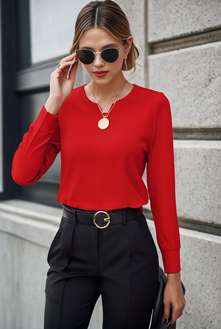 elegant stylish slim lapel long sleeve blouse 129488