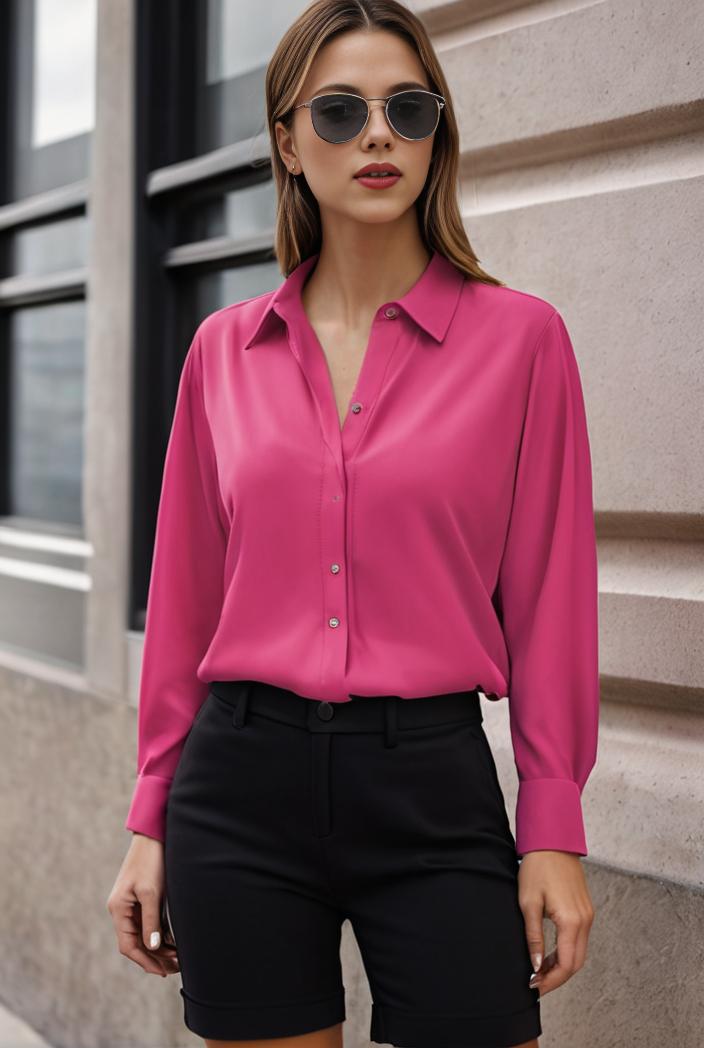 elegant stylish slim lapel long sleeve blouse 129492