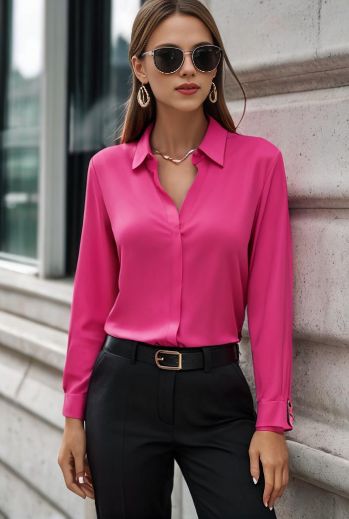 elegant stylish slim lapel long sleeve blouse 129493