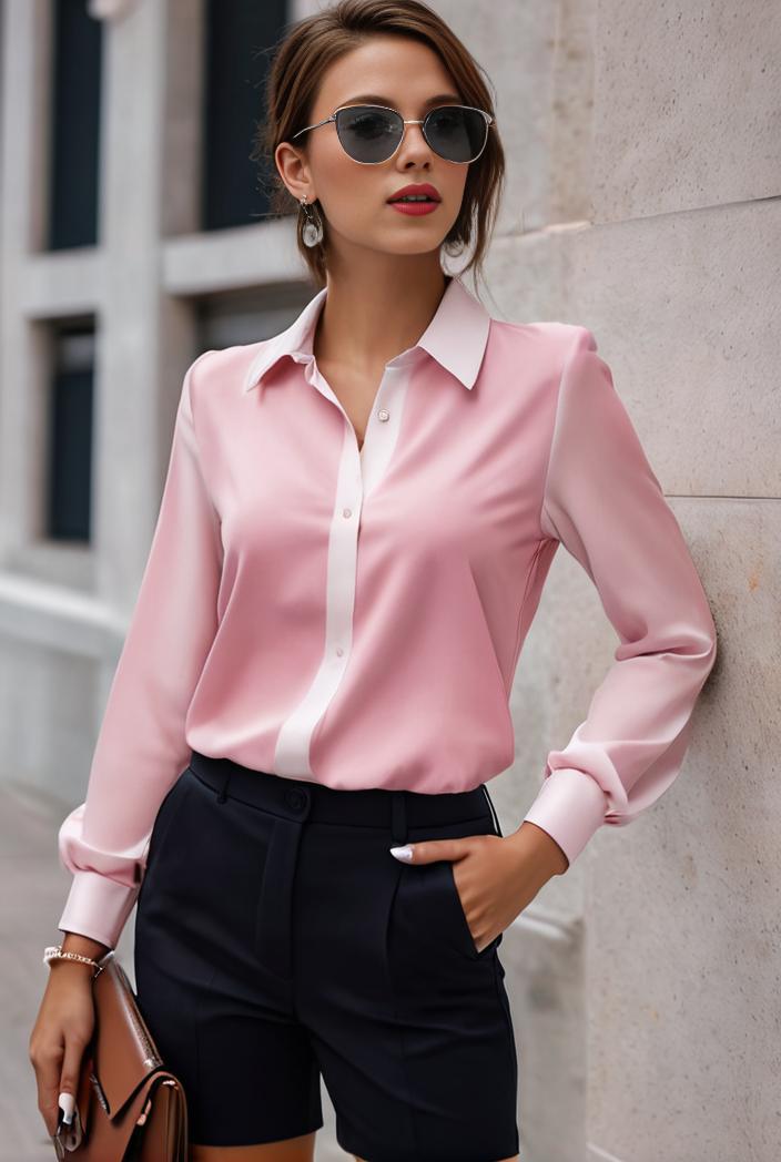 elegant stylish slim lapel long sleeve blouse 129500
