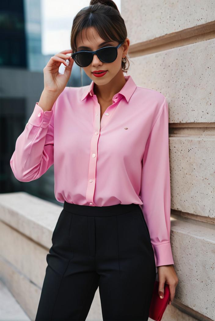 elegant stylish slim lapel long sleeve blouse 129505