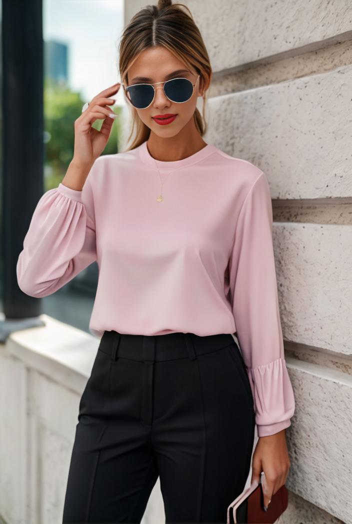 elegant stylish slim lapel long sleeve blouse 129508