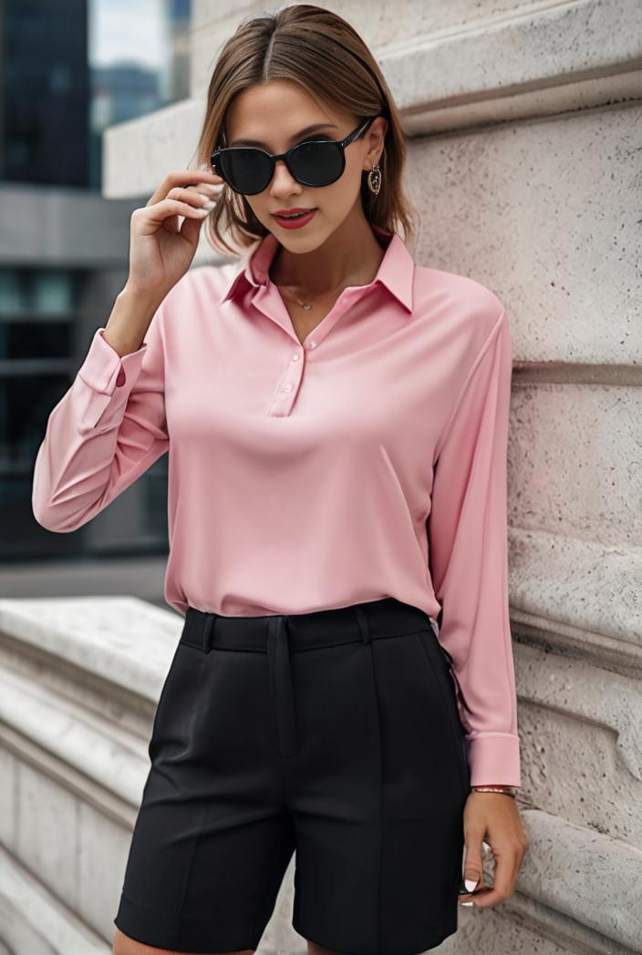 elegant stylish slim lapel long sleeve blouse 129511