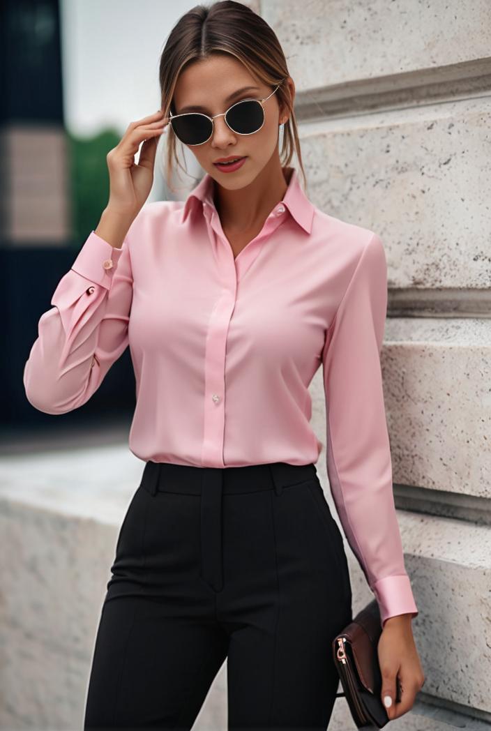 elegant stylish slim lapel long sleeve blouse 129513