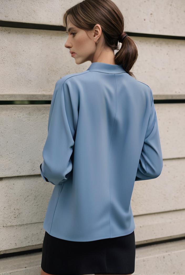 elegant stylish slim lapel long sleeve blouse 129517