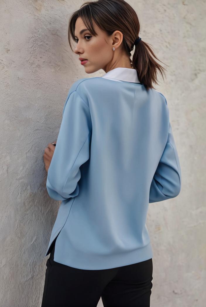 elegant stylish slim lapel long sleeve blouse 129523