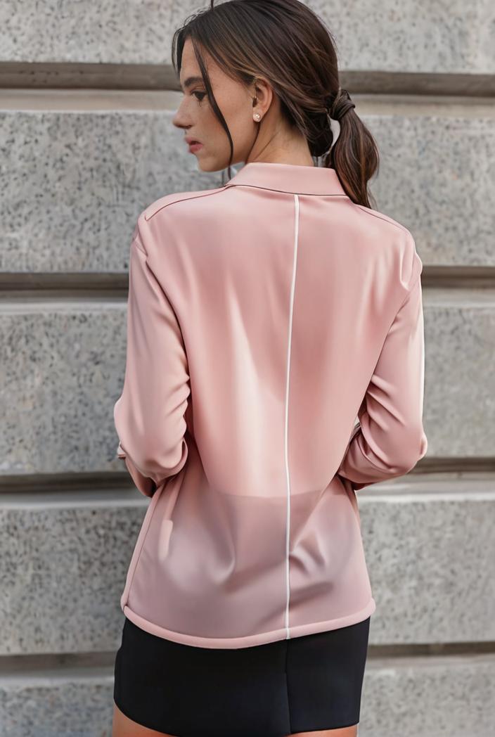 elegant stylish slim lapel long sleeve blouse 129521