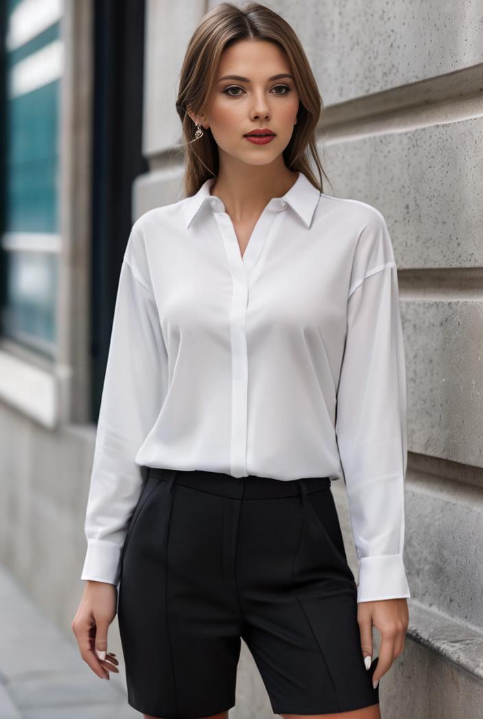 elegant stylish slim lapel long sleeve blouse 129528