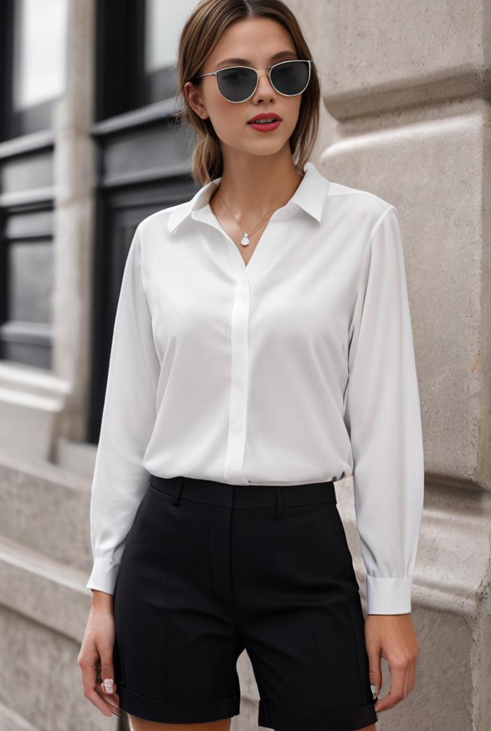 elegant stylish slim lapel long sleeve blouse 129532