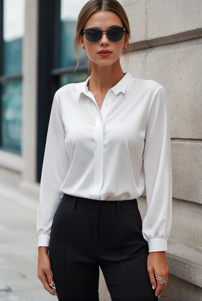 elegant stylish slim lapel long sleeve blouse 129533