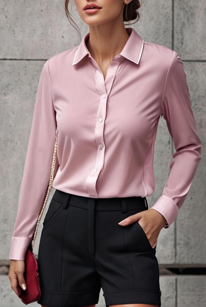 elegant stylish slim lapel long sleeve blouse 129538