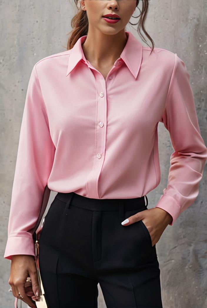 elegant stylish slim lapel long sleeve blouse 129539