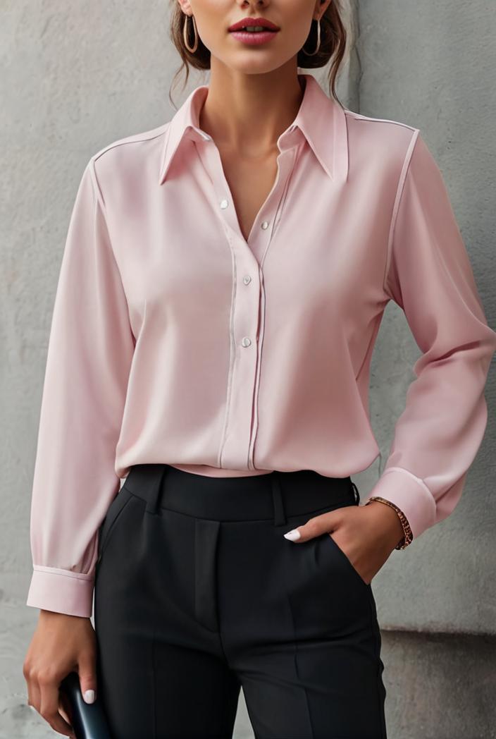 elegant stylish slim lapel long sleeve blouse 129542