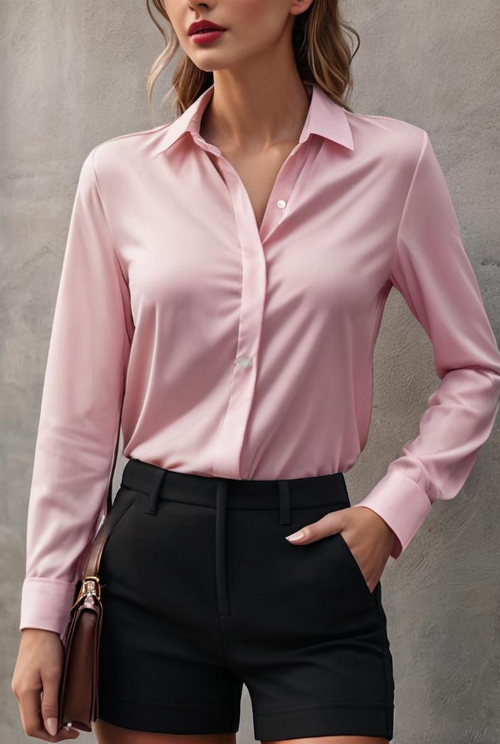 elegant stylish slim lapel long sleeve blouse 129544