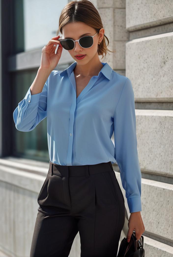elegant stylish slim lapel long sleeve blouse 129552