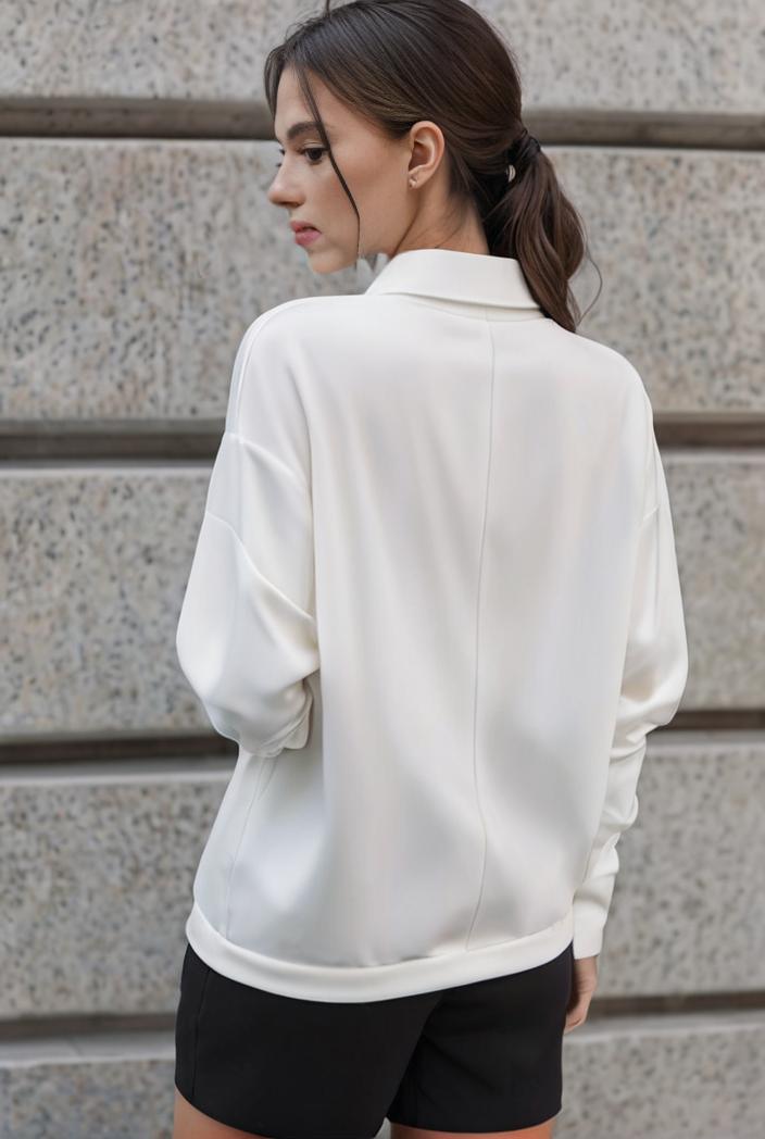 elegant stylish slim lapel long sleeve blouse 129553