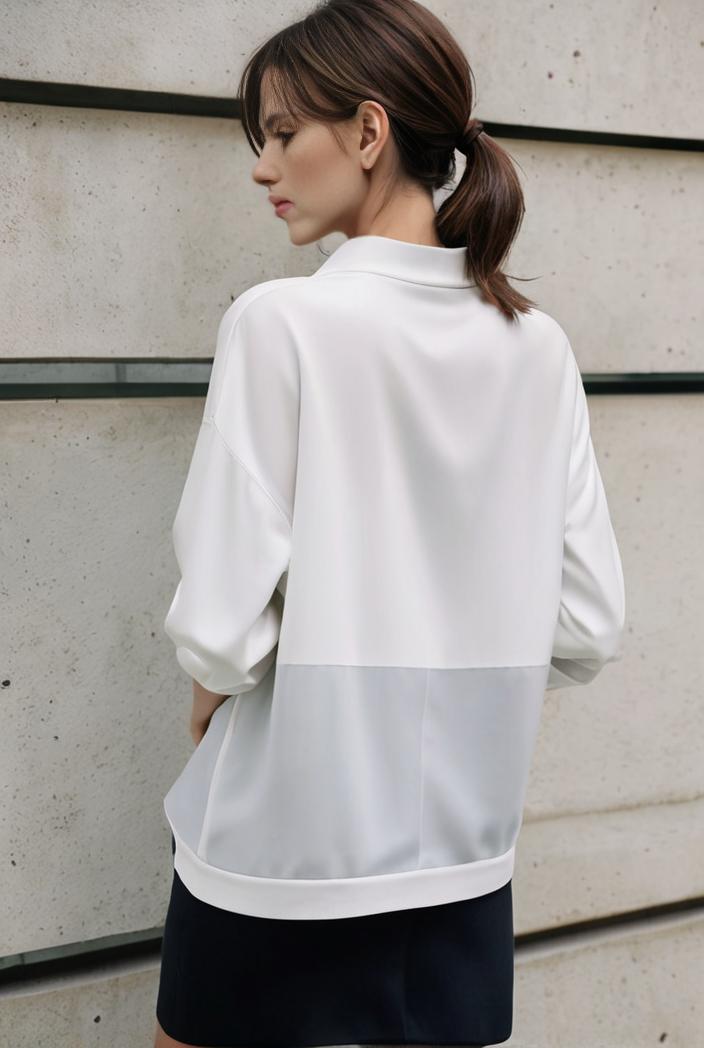 elegant stylish slim lapel long sleeve blouse 129557