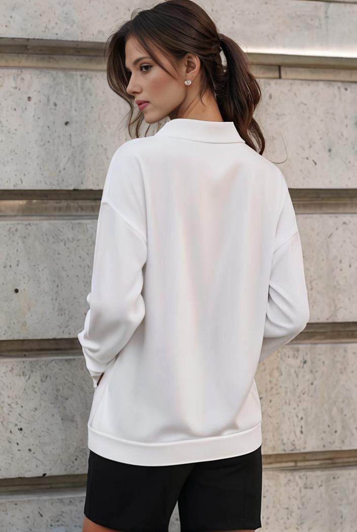elegant stylish slim lapel long sleeve blouse 129558