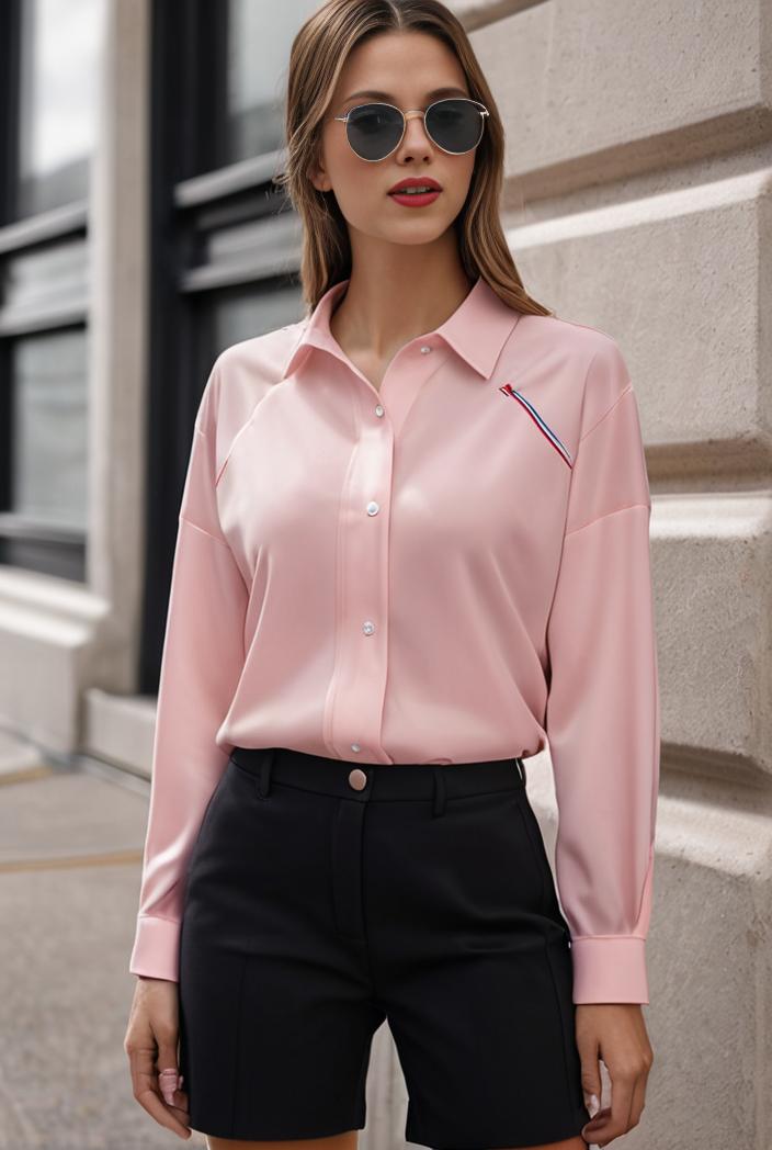 elegant stylish slim lapel long sleeve blouse 129566