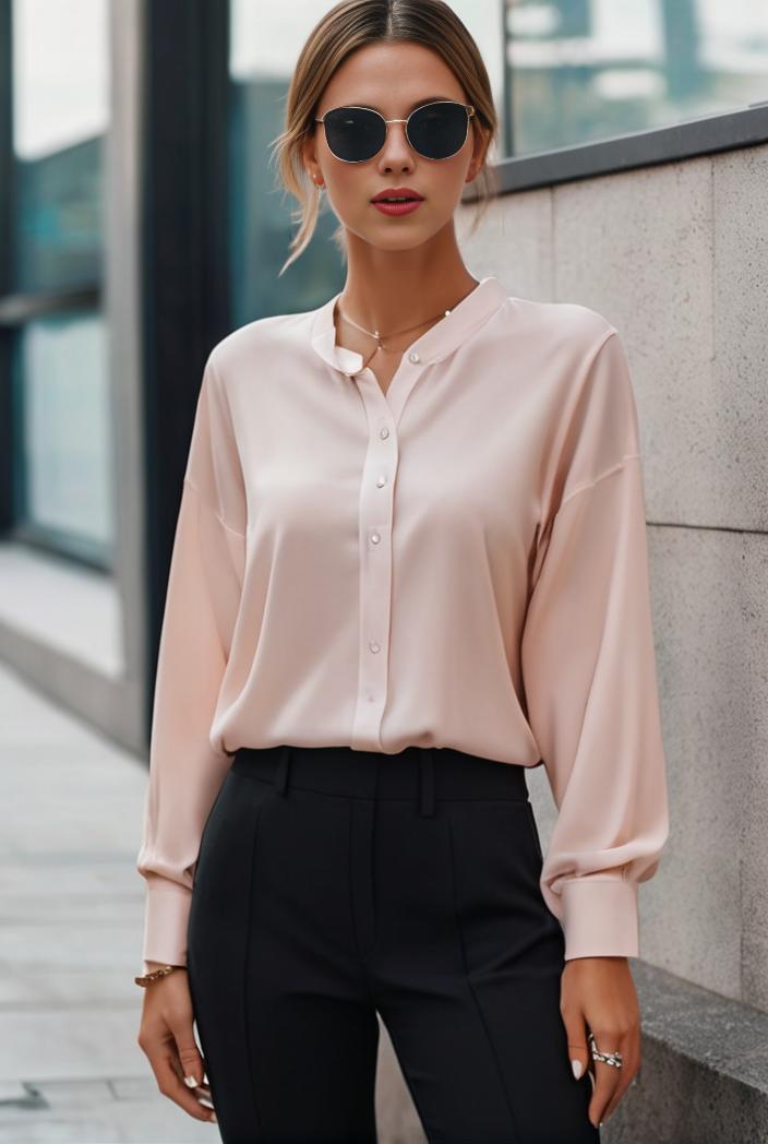 elegant stylish slim lapel long sleeve blouse 129565