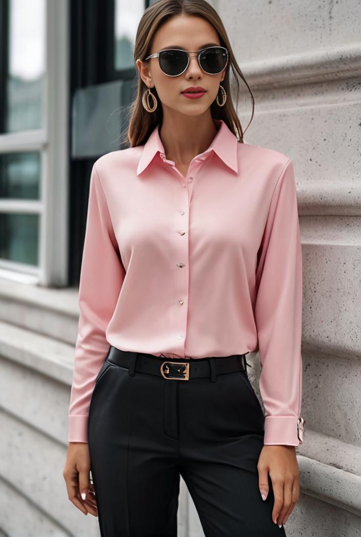 elegant stylish slim lapel long sleeve blouse 129567