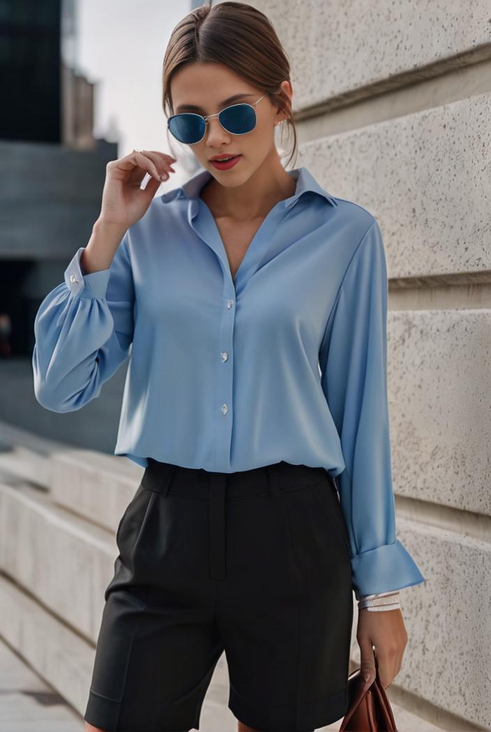 elegant stylish slim lapel long sleeve blouse 129570