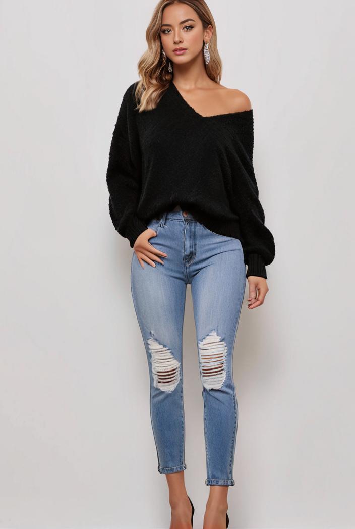 curvy high waist ripped raw hem cropped skinny denim jeans 136932