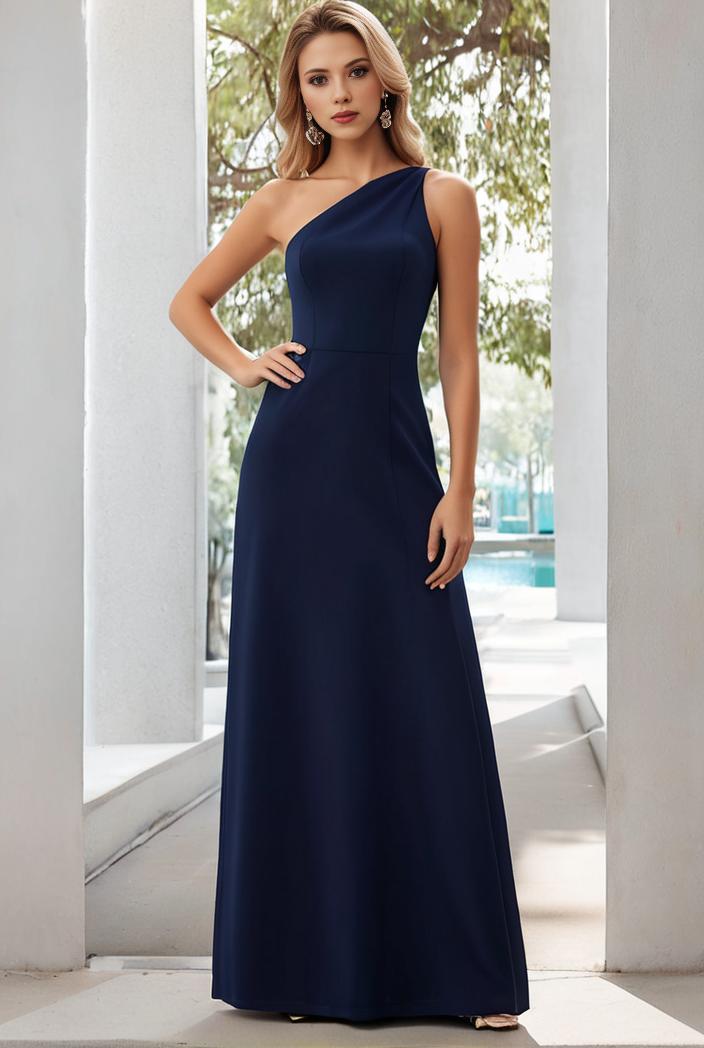 flowy chiffon one shoulder with three straps bridesmaid dress 131661