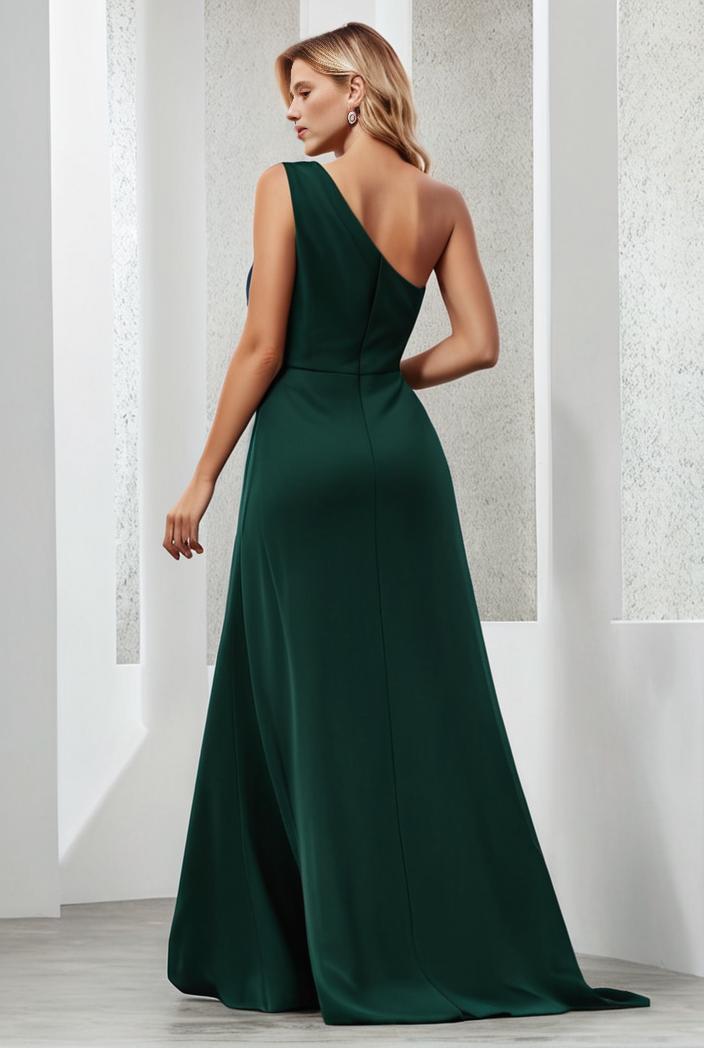 flowy chiffon one shoulder with three straps bridesmaid dress 131675