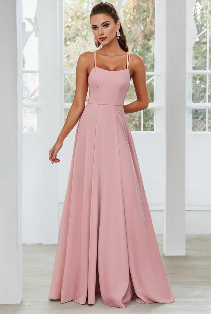 flowy chiffon one shoulder with three straps bridesmaid dress 131682