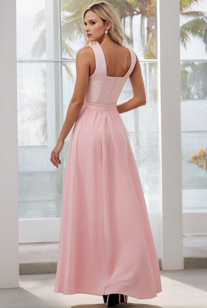 flowy chiffon one shoulder with three straps bridesmaid dress 131684