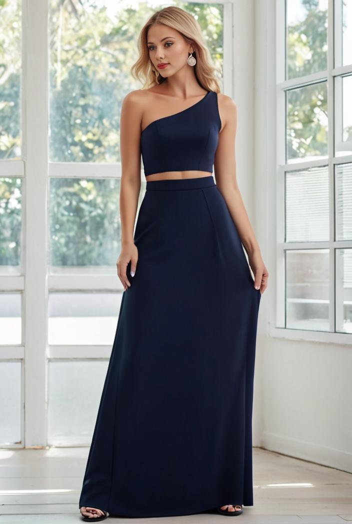 flowy chiffon one shoulder with three straps bridesmaid dress 131693
